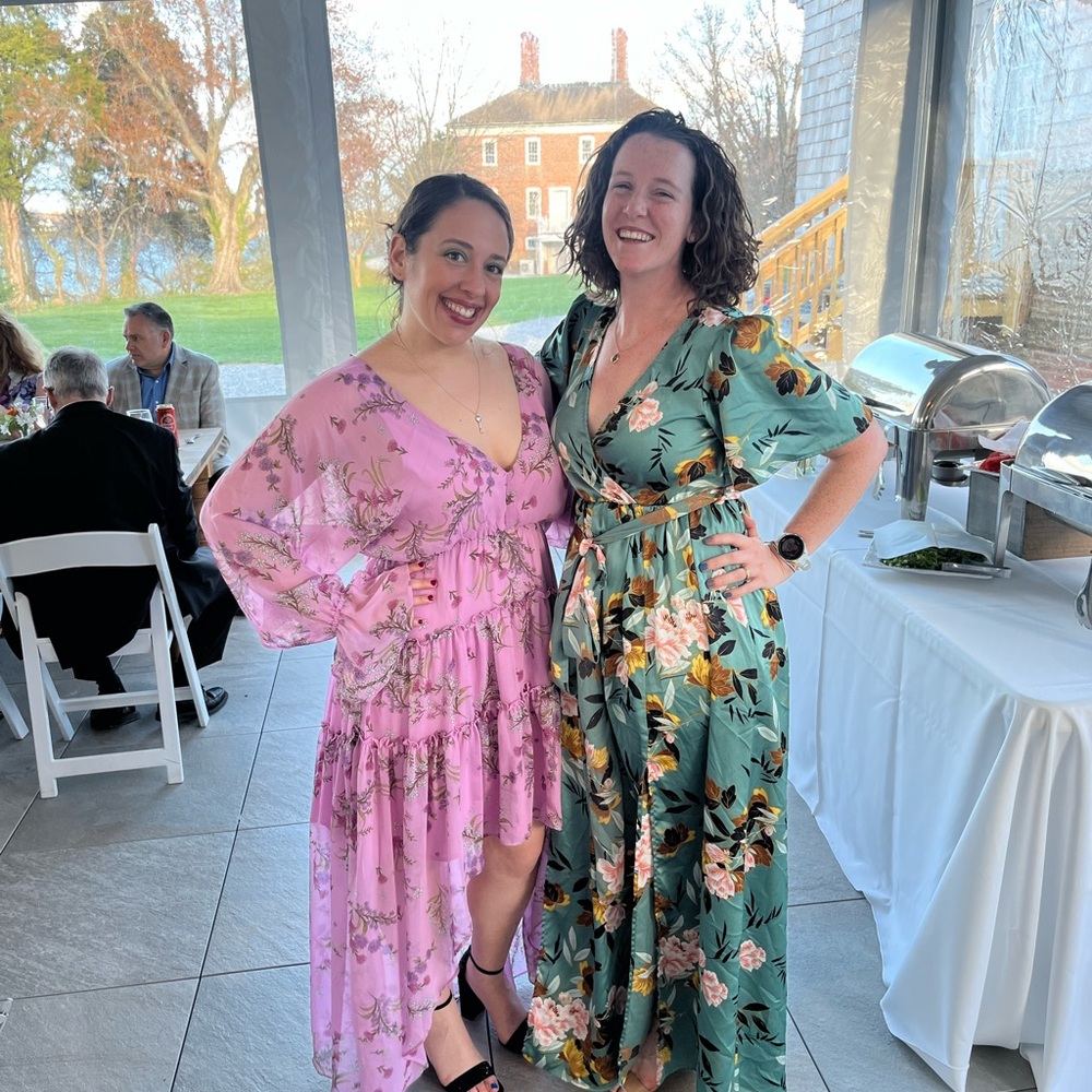 Baltic Born Sicily Satin Maxi Dress in Eucalyptus Floral Sz M